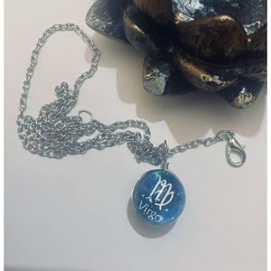 Virgo BLUE GLOBE ZODIAC STAR SIGN HOROSCOPE NECKLACE